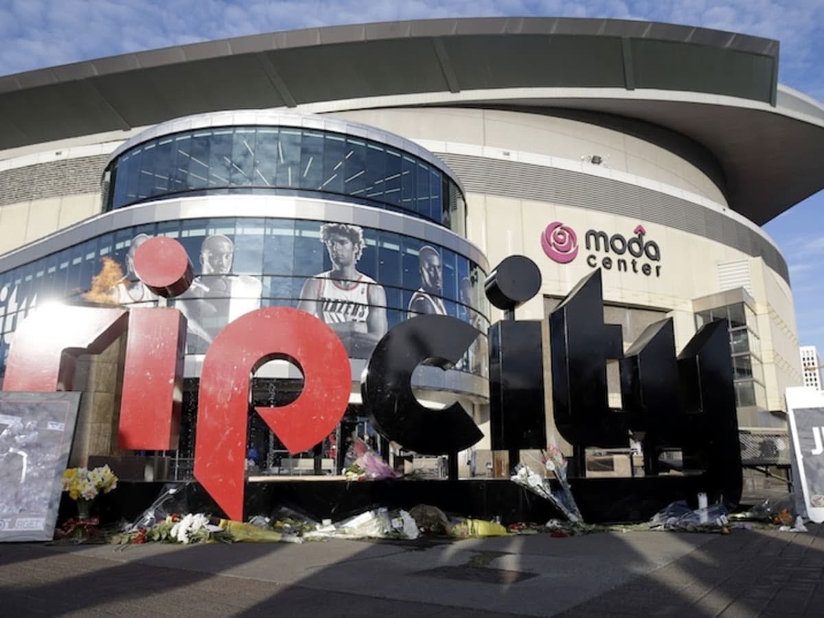 Rip City display outside Moda Center in Portland, Oregon